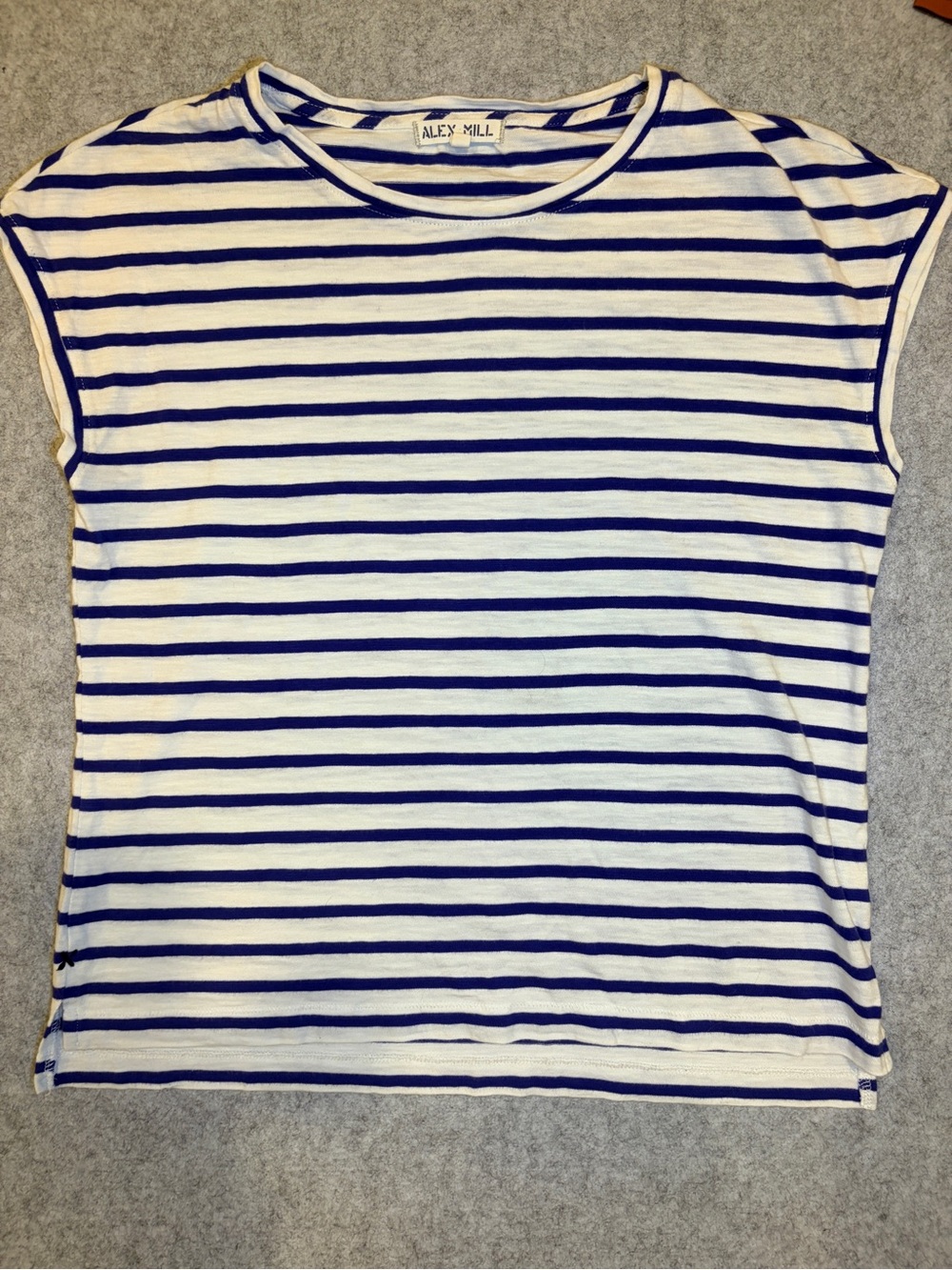 Alex Mill XS Blue & White Striped Short Sleeve Tee, never worn